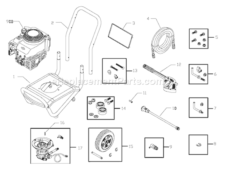 Page A Diagram and Parts List for 020229-0  Briggs and Stratton Pressure Washer